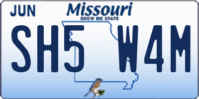 MO license plate SH5W4M