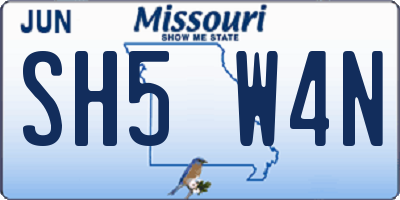 MO license plate SH5W4N