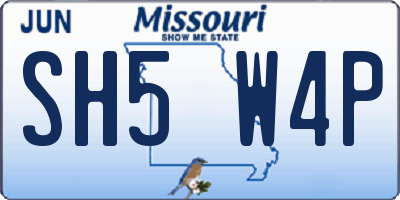 MO license plate SH5W4P