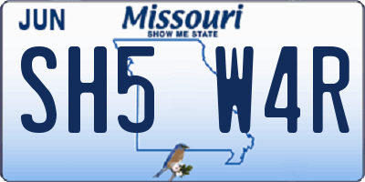 MO license plate SH5W4R