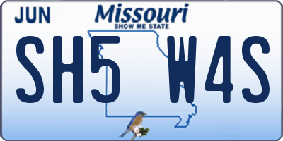 MO license plate SH5W4S