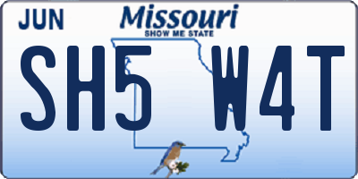 MO license plate SH5W4T