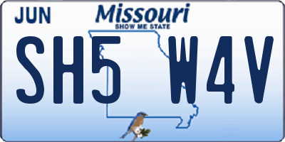 MO license plate SH5W4V