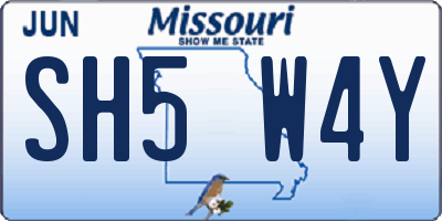 MO license plate SH5W4Y