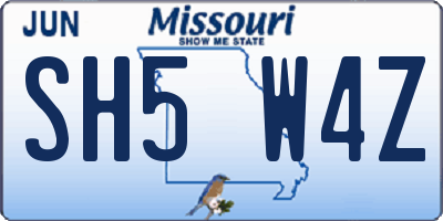 MO license plate SH5W4Z