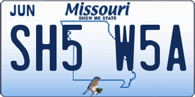 MO license plate SH5W5A