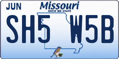 MO license plate SH5W5B