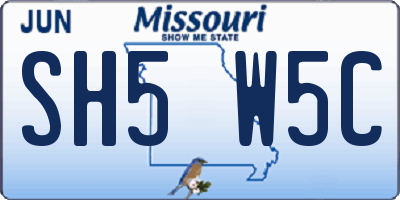 MO license plate SH5W5C