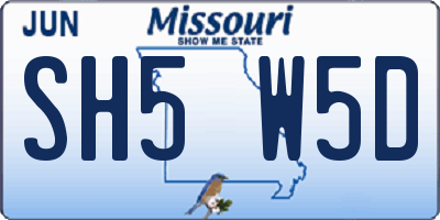 MO license plate SH5W5D