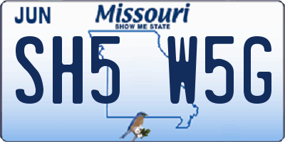 MO license plate SH5W5G