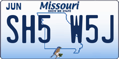 MO license plate SH5W5J