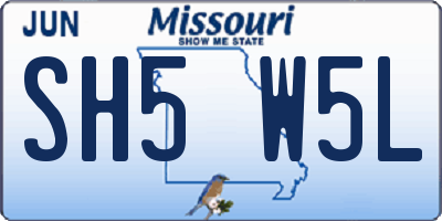 MO license plate SH5W5L