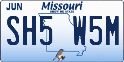 MO license plate SH5W5M