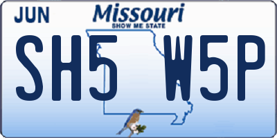 MO license plate SH5W5P