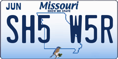 MO license plate SH5W5R