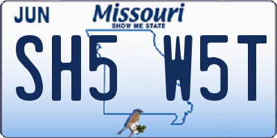 MO license plate SH5W5T