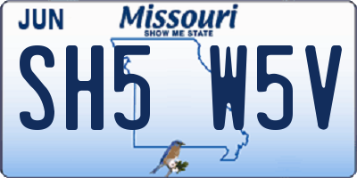 MO license plate SH5W5V
