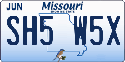 MO license plate SH5W5X