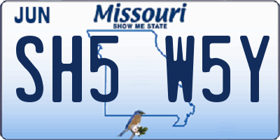 MO license plate SH5W5Y