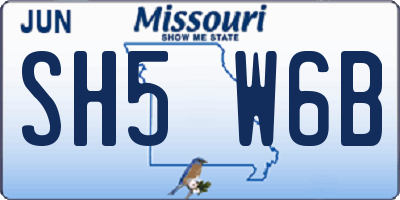 MO license plate SH5W6B