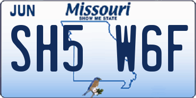 MO license plate SH5W6F