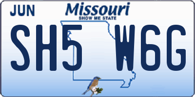 MO license plate SH5W6G