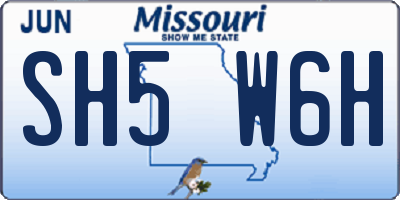 MO license plate SH5W6H