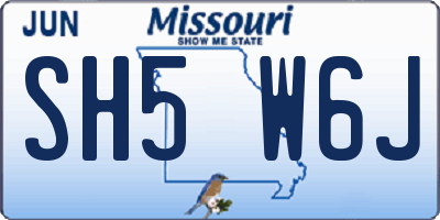 MO license plate SH5W6J