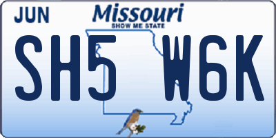 MO license plate SH5W6K