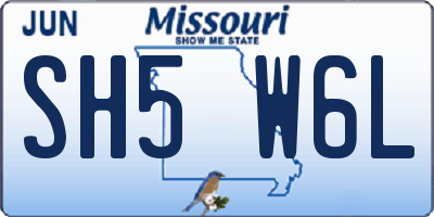 MO license plate SH5W6L