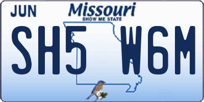 MO license plate SH5W6M