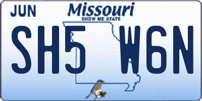 MO license plate SH5W6N