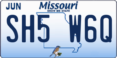 MO license plate SH5W6Q