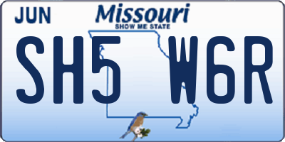 MO license plate SH5W6R