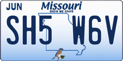 MO license plate SH5W6V
