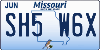 MO license plate SH5W6X