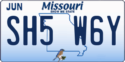 MO license plate SH5W6Y