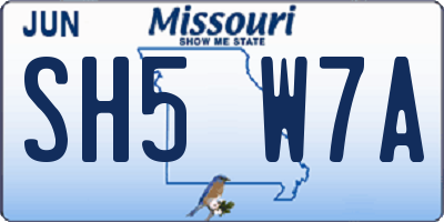 MO license plate SH5W7A