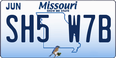 MO license plate SH5W7B