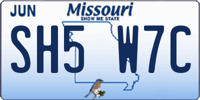MO license plate SH5W7C