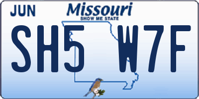 MO license plate SH5W7F