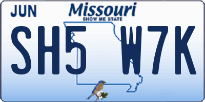 MO license plate SH5W7K