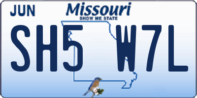 MO license plate SH5W7L
