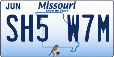MO license plate SH5W7M