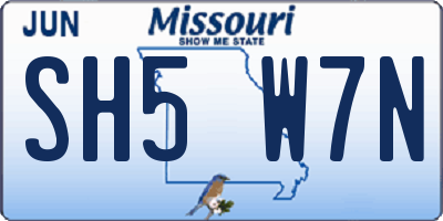 MO license plate SH5W7N