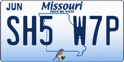 MO license plate SH5W7P