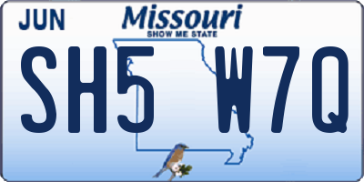 MO license plate SH5W7Q