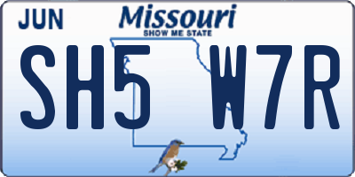 MO license plate SH5W7R