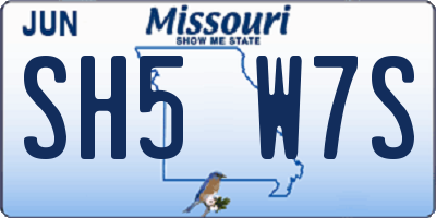 MO license plate SH5W7S