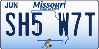 MO license plate SH5W7T